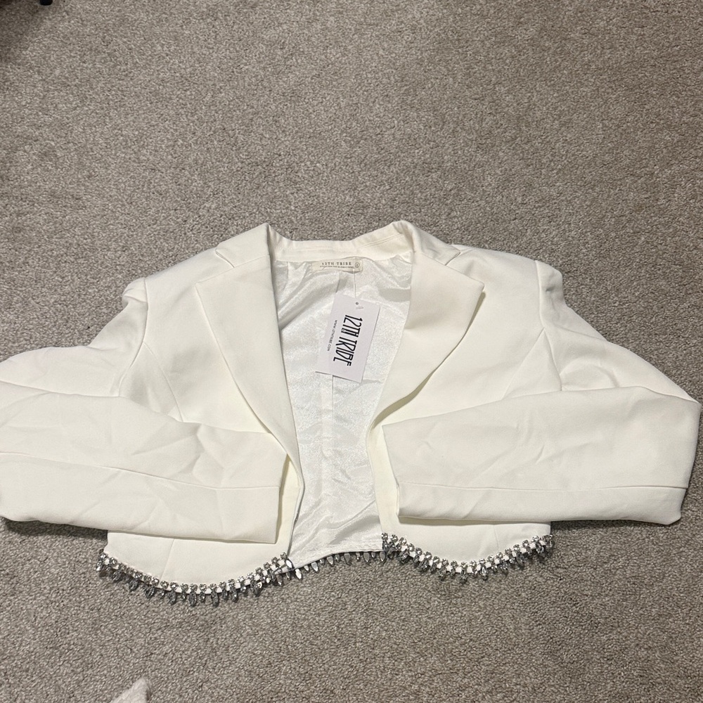 12th Tribe White Blazer with Shimmering Detail